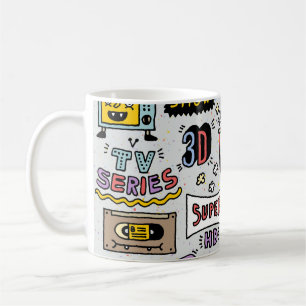 TV Series Doodles: Funny Vintage Set. Coffee Mug