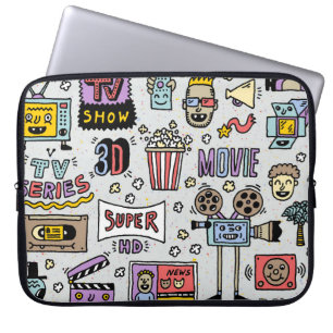 TV Series Doodles: Funny Vintage Set. Laptop Sleeve