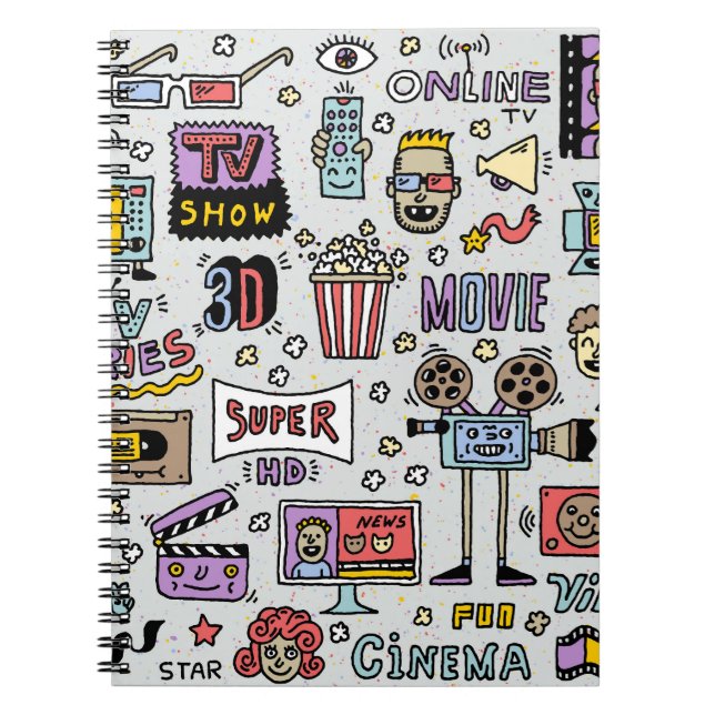 TV Series Doodles: Funny Vintage Set. Notebook (Front)