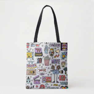TV Series Doodles: Funny Vintage Set. Tote Bag