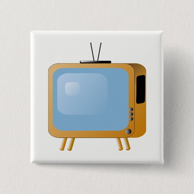 TV Set 15 Cm Square Badge (Front)