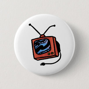 Tv Set 6 Cm Round Badge