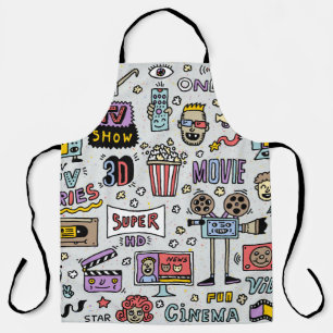 TV Shows, Series and Movies Funny Doodle vintage s Apron