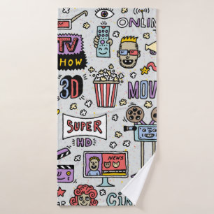 TV Shows, Series and Movies Funny Doodle vintage s Bath Towel