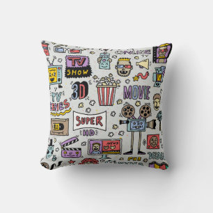 TV Shows, Series and Movies Funny Doodle vintage s Cushion