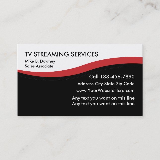 TV Streaming Service Business Cards (Front)