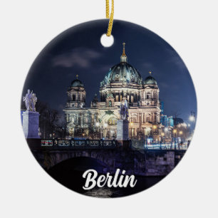 TV tower and Berlin Cathedral in Berlin, Germany Ceramic Ornament