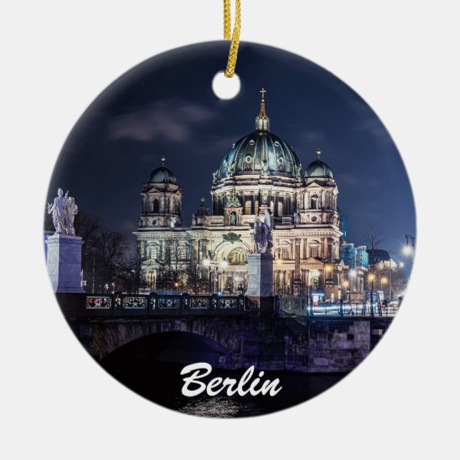TV tower and Berlin Cathedral in Berlin, Germany Ceramic Ornament (Front)