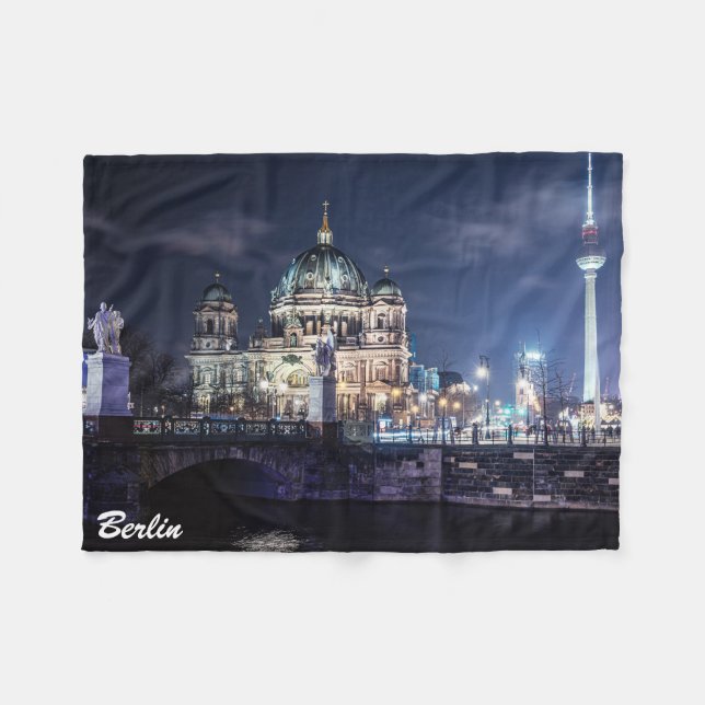 TV tower and Berlin Cathedral in Berlin, Germany Fleece Blanket (Front (Horizontal))