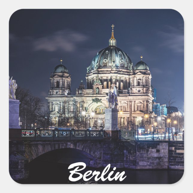 TV tower and Berlin Cathedral in Berlin, Germany Square Sticker (Front)
