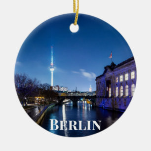 TV tower and museum island in Berlin, Germany Ceramic Ornament