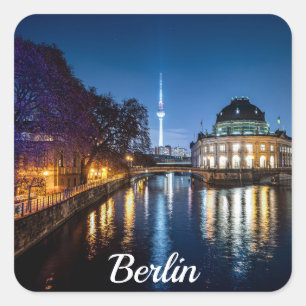 TV tower and museum island in Berlin, Germany Square Sticker