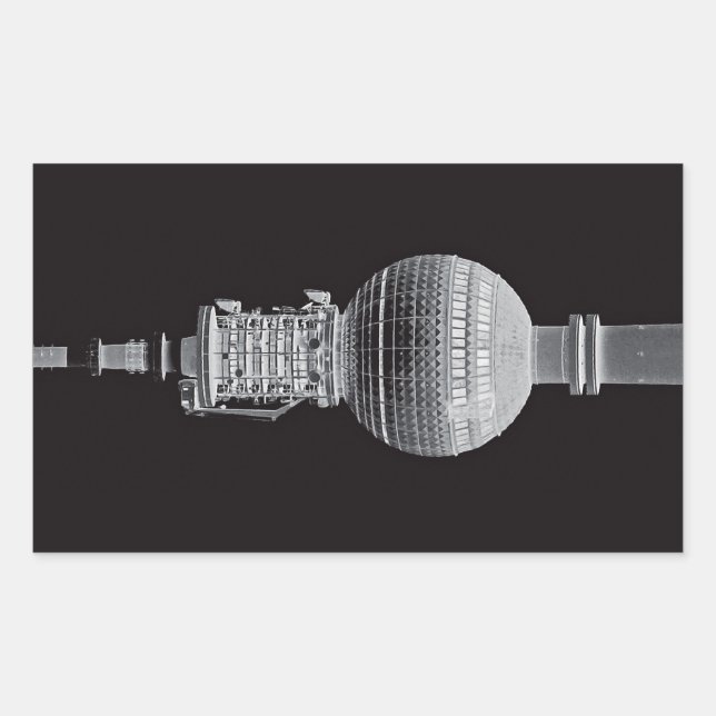 Tv Tower (Fernsehturm), Berlin,Grey (tv14bw) Rectangular Sticker (Front)