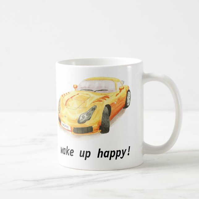 TVR Sagaris classic car mug, "wake up happy" Coffee Mug (Right)