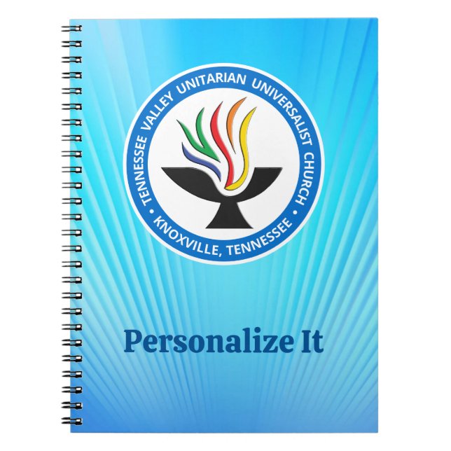 TVUUC Chalice Logo on Blue Rays Background Notebook (Front)