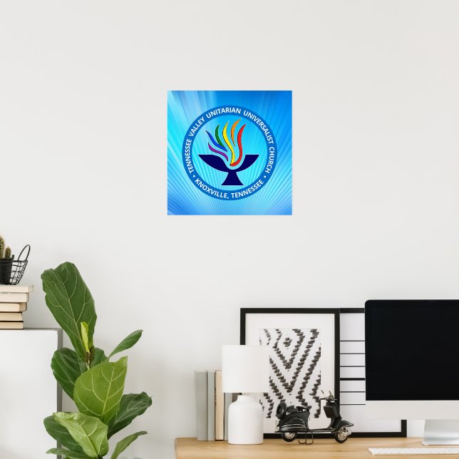 TVUUC Chalice Logo on Blue Rays Background Poster (Home Office)