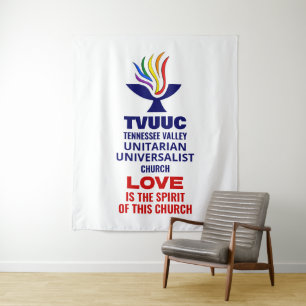TVUUC Chalice Logo Symbol, Love is the Spirit Tapestry