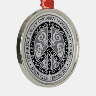 TVUUC - Peace Sign in Beautiful Black & White Metal Ornament