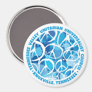TVUUC Peace Signs in Shades of Blue Magnet