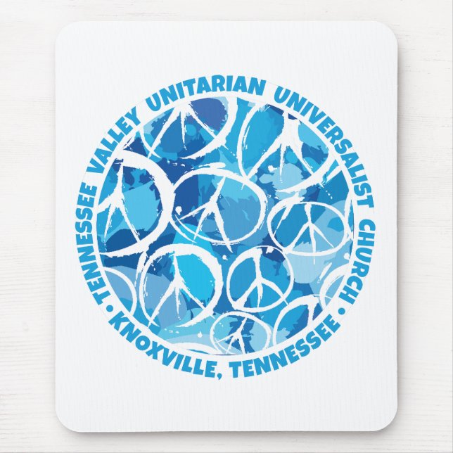 TVUUC Peace Signs in Shades of Blue Mouse Pad (Front)