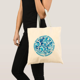TVUUC Peace Signs in Shades of Blue Tote Bag