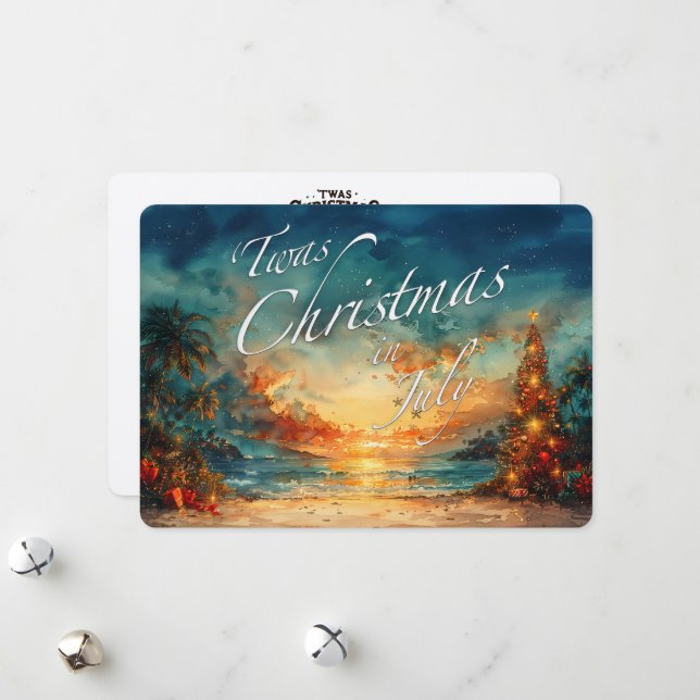 Twas Christmas in July Beach Holiday Card – 5x7 (Front/Back In Situ)