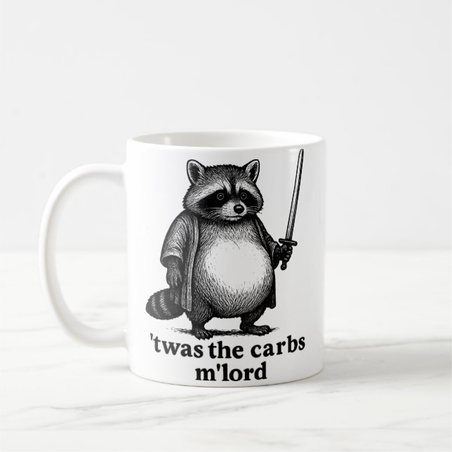 TWAS The Carbs M'Lord Raccoon | Medieval Trash Pa Coffee Mug (Left)