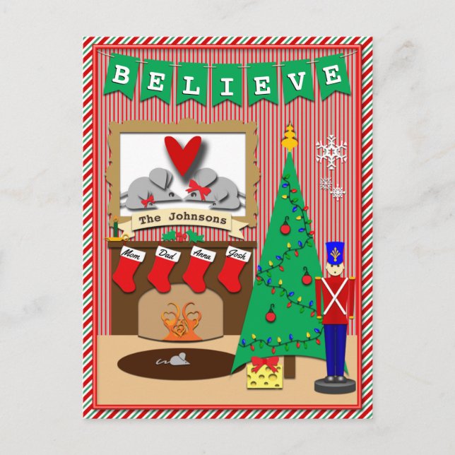 Twas the Night Before Christmas • 4 Stockings Holiday Postcard (Front)