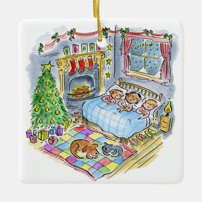 Twas the Night before Christmas Ceramic Ornament (Front)