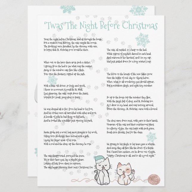 ‘Twas the Night Before Christmas, Funny Cats (Front/Back)
