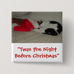 Twas the Night before Christmas Kitten 15 Cm Square Badge