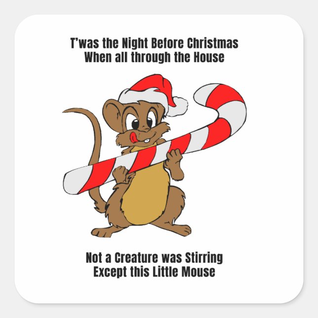 Twas the Night Before Christmas Mouse Square Sticker (Front)