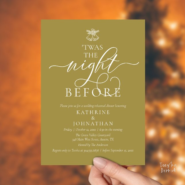 'Twas The Night Before Classy Rehearsal Dinner Invitation ('Twas The Night Before Classy Rehearsal Dinner Invitation Card in Retro Gold)