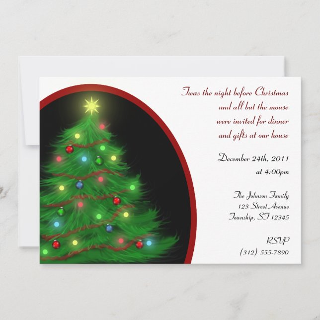 "Twas the Night" Christmas (Eve) Tree Invitations (Front)