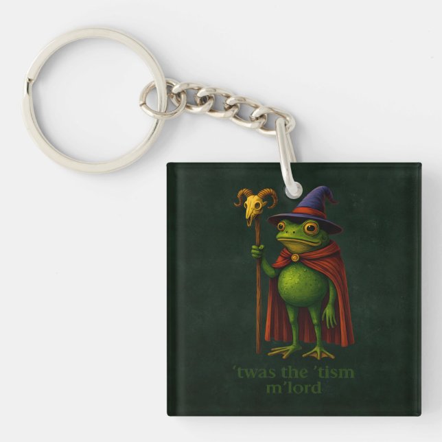 T'was The 'Tism M'Lord Frog Meme Autism Awareness Key Ring (Front)