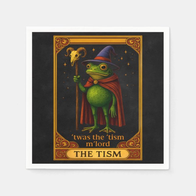 T'was The 'Tism M'Lord Frog Meme Autism Awareness Napkin (Front)