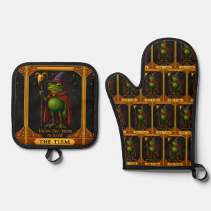 T'was The 'Tism M'Lord Frog Meme Autism Awareness Oven Mitt & Pot Holder Set