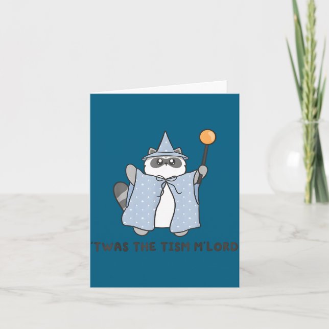 T'was The Tism M'lord Funny Raccoon Autism Meme Me Card (Front)