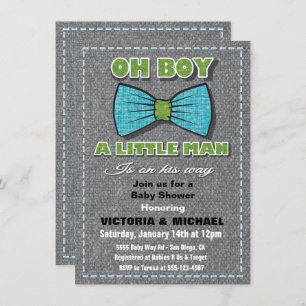 Tweed Little Man Baby Shower Invitations