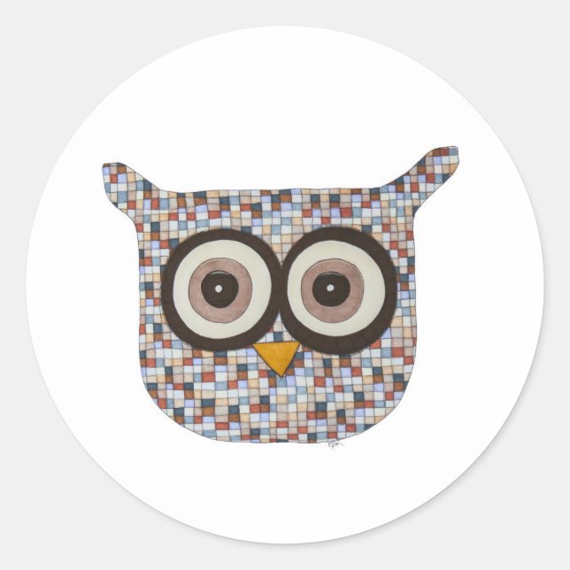 Tweed Owl Classic Round Sticker (Front)