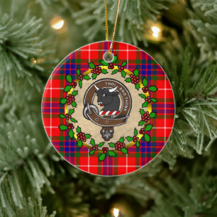 Tweedie Clan Badge & Tartan Personalised Christmas Ceramic Ornament