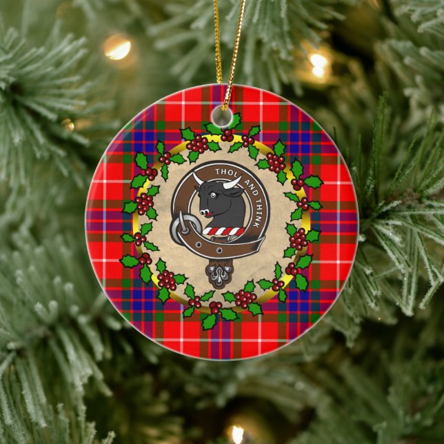 Tweedie Clan Badge & Tartan Personalised Christmas Ceramic Ornament (Tree)