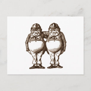 Tweedle Dee & Tweedle Dum Sepia Postcard