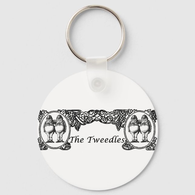 Tweedle Dee & Tweedle Dum Vintage Frame Key Ring (Front)