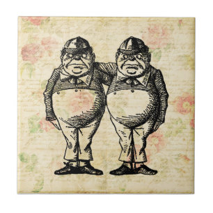Tweedledee and Tweedledum Alice in Wonderland Ceramic Tile