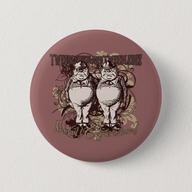 Tweedledum & Tweedledee Carnivale Style 6 Cm Round Badge (Front)