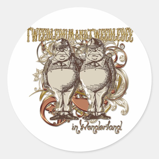 Tweedledum & Tweedledee Carnivale Style Gold Ver. Classic Round Sticker (Front)