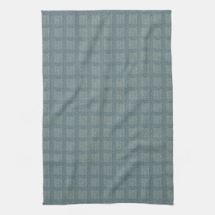 Tweedy Wool Aqua and Green Pattern Tea Towel