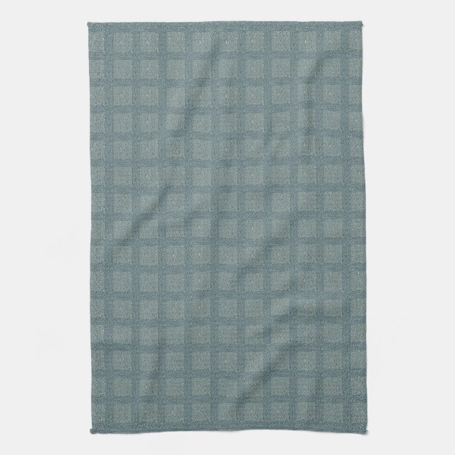 Tweedy Wool Aqua and Green Pattern Tea Towel (Vertical)