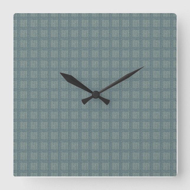 Tweedy Wool Grey and Sage Square Wall Clock (Front)